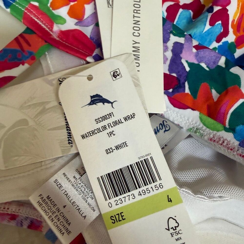 Tommy Bahama Watercolor Floral Wrap One Piece Swimsuit size 4 NWT - Picture 7 of 7